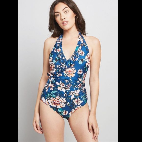 ModCloth Here Comes Ruffle Floral Swimsuit - Picture 6 of 8